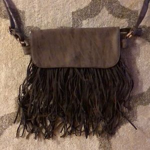 Brown Leather Fringe Purse